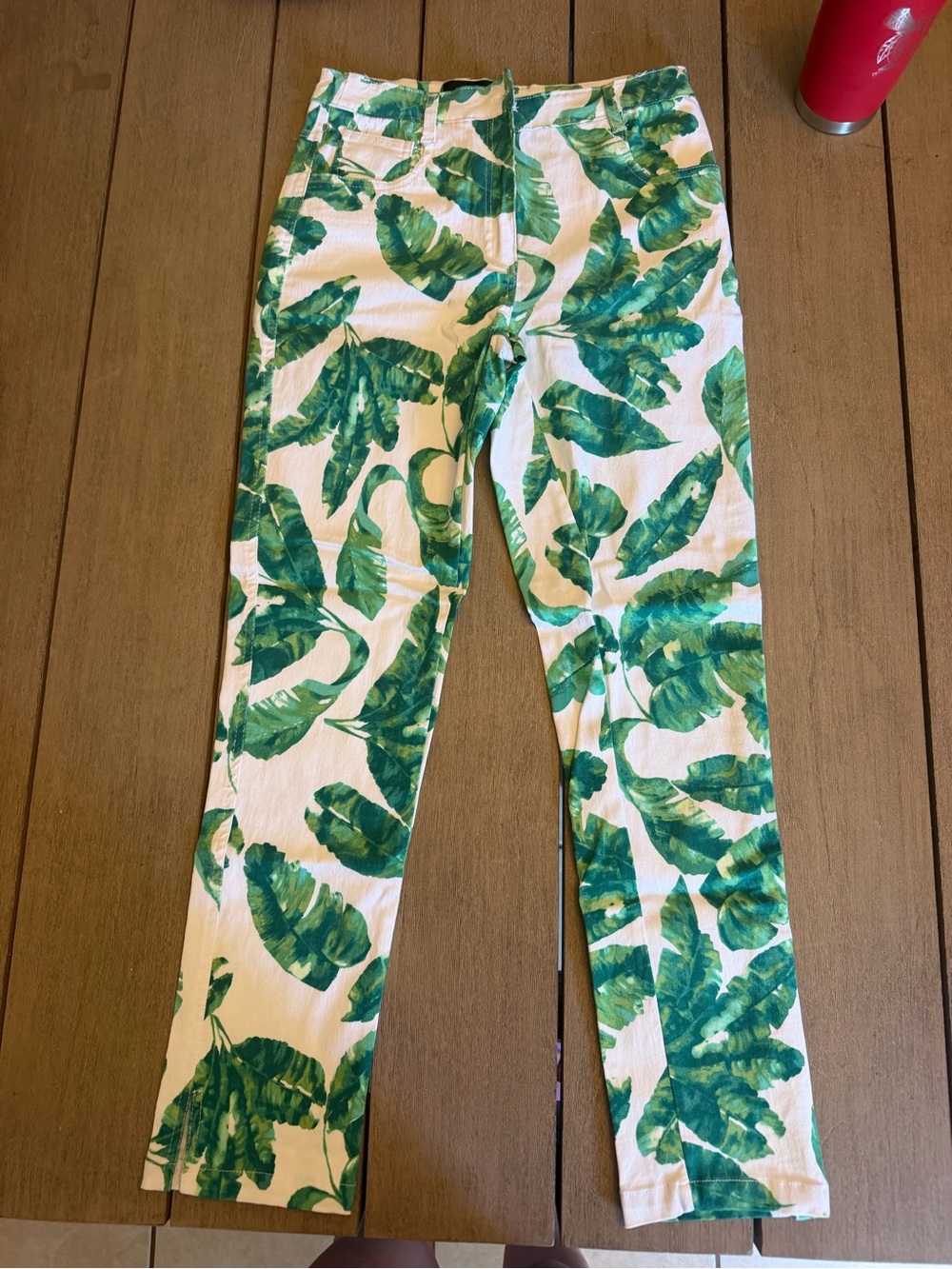 Truth Green Leaf Print Ankle Pants on White